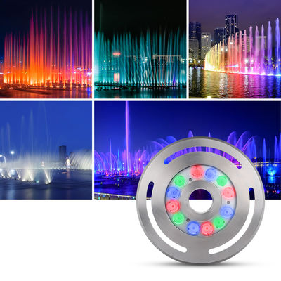 Outdoor IP68 DMX RGB 24V Immersibile 9X3w LED Fontana subacquea Dancing Light Acciaio inossidabile 316L Con diametro 285mm