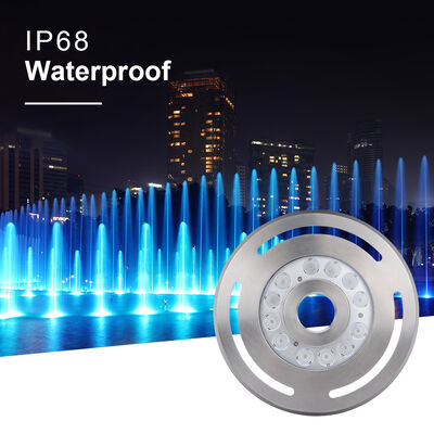 Luce di fontana a LED 316L in acciaio inossidabile vetro temperato DC12V24V 12x3W RGB3in1 LED CRI85