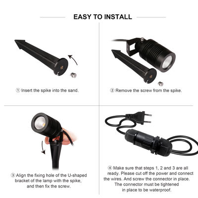COB Illuminazione paesaggistica regolabile 10W 24V o 100~240VAC RGBW Corpo in alluminio 4in1 per corridoio del cortile