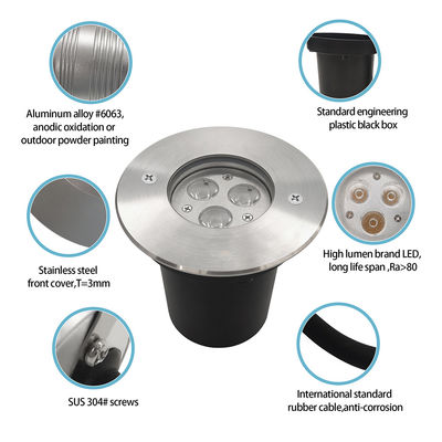 3W Outdoor LED Underground Light 3000k Caldo Bianco Recesso In Ground Lighting
