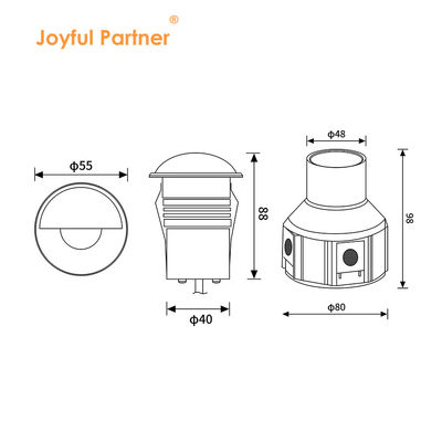 Mini LED a incasso vista laterale DC 24V acciaio inossidabile 316 vetro smerigliato copertura semi-ombreggiante