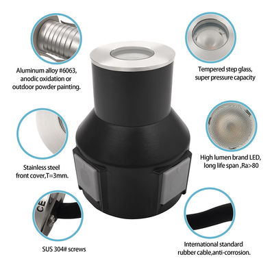 3W IP67 Lampade da giardino RGB3in1 Alluminio alloggiamento Copertura anteriore in acciaio inossidabile Con due anni di garanzia