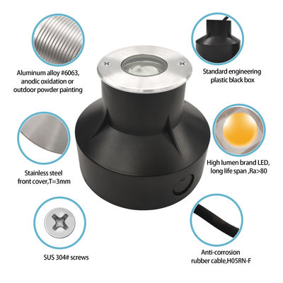 1W 3000k LED bianco caldo luce sotterranea IP67 sepolto in terra