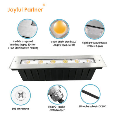 Luce Lineare Subacquea in Acciaio Inox 316 DMX 512 RGB 12W DC24V Lente Asimmetrica RGB3IN1