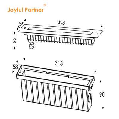 LED lineare per piscina da 12w RGB DMX 512 in acciaio inossidabile 316 per cascata