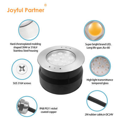 Lumiera di piscina a LED impermeabile RGB DMX512 Controllo 24V Bianco12W 24W RGB IP68