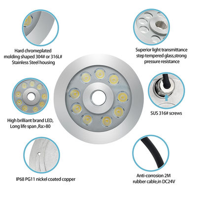 27W 3 in 1 RGB LED Fontana di luce in acciaio inossidabile per piazza commerciale