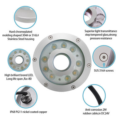9W 18W 27W RGB Fontana sommergibile ugello anello luce 24VDC colore RGB per applicazioni subacquee