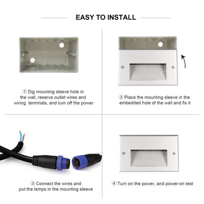 COB 8W Indoor Outdoor Recessed LED Step Light IP65 Installazione di progetto impermeabile