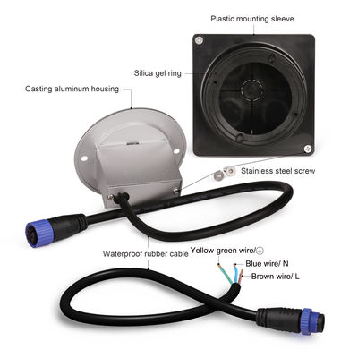 Aluminico per esterni LED Step Light IP65 Round Cover Square Sleeve Wall Stairway