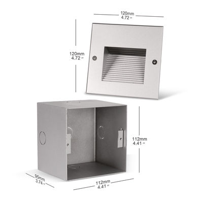 Applique da parete incassata per scale in alluminio quadrato 3w DC 24v Materiale in alluminio per interni eleganti