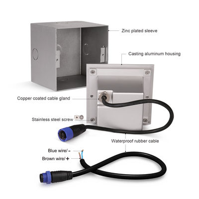 Applique da parete incassata per scale in alluminio quadrato 3w DC 24v Materiale in alluminio per interni eleganti