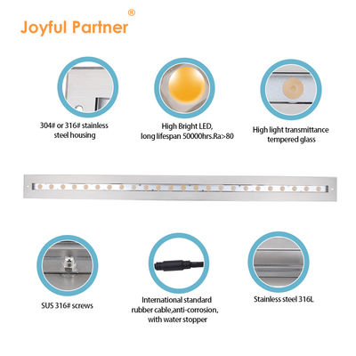 Luce a barra lineare IP68 In acciaio inossidabile DMX512 RGB+3000k Luce subacquea