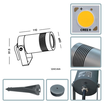 IP65 Luce di paesaggio a LED 10W 2700k 3000k Lampada architettonica Fecade Illuminazione da giardino con base o punta