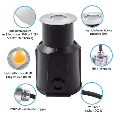 3W CREE IP68 In acciaio inossidabile piscina a terra LED luci subacquee