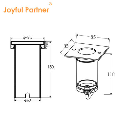 DC AC COB Led Aluminum Square Shape 304ss Copertura anteriore LED Ground Light For Garden