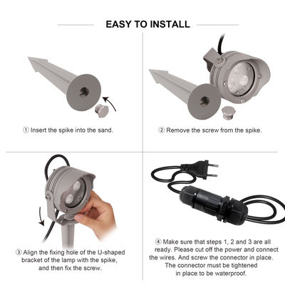 3W 6W RGB IP67 impermeabile DC12V 24V riflettore ottico LED di plastica Spike Spot Light per alberi da giardino