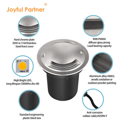 Paesaggio luce a terra Cree COB LED 3000k One Two Four Side View Light SS316 Copertura anteriore IP67