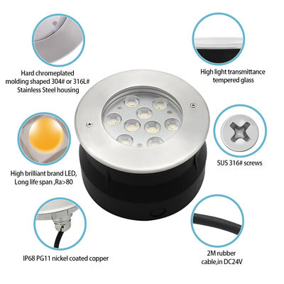 12V 24V LED luce subacquea 9W 18W RGB a colori pieni in acciaio inossidabile IP68 luci per piscina