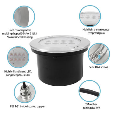 Lampade da piscina a led sotto l'acqua RGBW IP68 SS316 DIA200mm impermeabile CE Rohs IP68 Multi Color DC24V