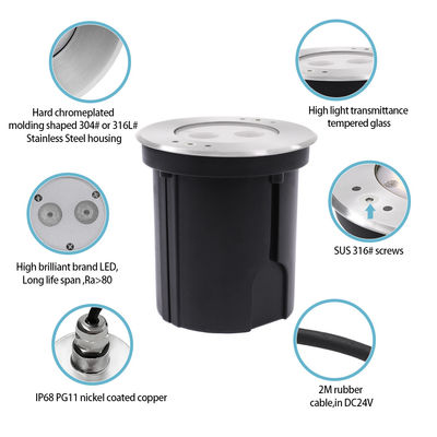 IP68 RGBW 4in1 Fontana impermeabile Led Light Acciaio inossidabile 316 DC 24V con lente asimmetrica