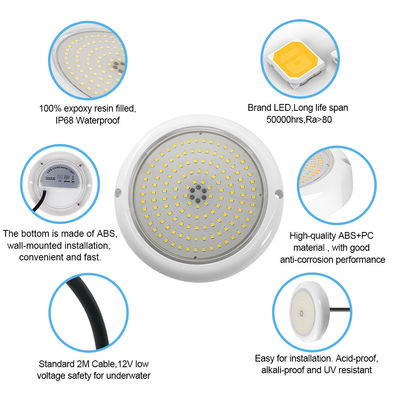 PAR56 LED Pool Light RGB AC12V IP68 Riempito di resina ABS+PC Materiale DIA152*26mm Angolo di fascio 120 gradi