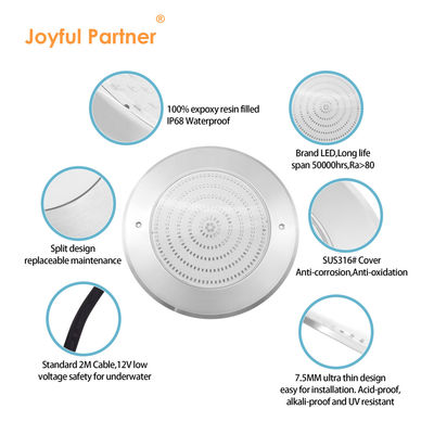 Lampade di piscina a LED subacquee 316 in acciaio inossidabile 18W 25W Smd2835 Resina ultra sottile riempita Rgb Bianco caldo