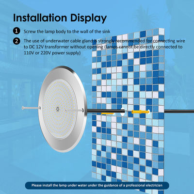 Lampade di piscina a LED subacquee 316 in acciaio inossidabile 25W Smd2835 Riempito di resina Rgb 3000K