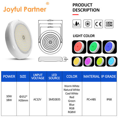 Resina Epoxi IP68 Illuminazione piscina Bianco colore PAR56 lampadina 10W LED luce subacquea