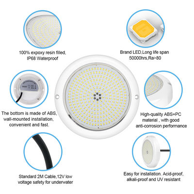 Luce piscina IP68 Riempito di resina epossidica Luci per acquari RGB AC12V ABS Superficie montata