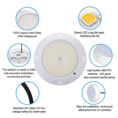 Resina epossidica riempita piscina subacquea luce muro montato alloggiamento ABS IP68 AC12V 18W Dia 260mm