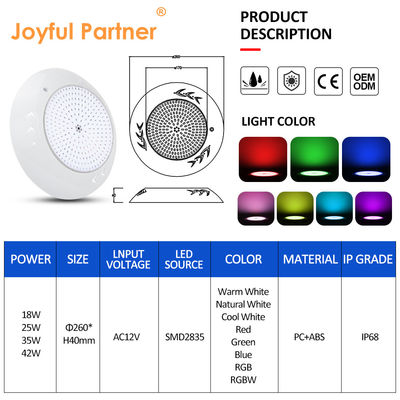 18W Par56 LED piscina di superficie montata LED luci di piscina subacquea AC 12V RGB per giardini di paesaggio acquatico