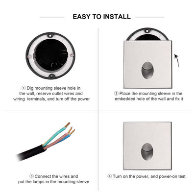 Smart LED Lampada da Parete IP65 Corpo in alluminio Quadrato Forma DC 24v 1w 2w 3w LED Lampada da Scala Per Corridoio