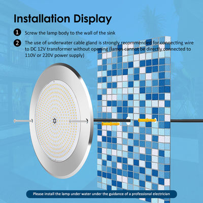 Luci per piscina con telecomando in acciaio inossidabile 316 a montaggio superficiale 42W RGB AC12/24V