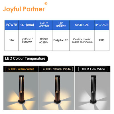 Lampada da colonna per esterni IP65 impermeabile per villa, 10W, in alluminio pressofuso, 220V, con illuminazione a 360 gradi per vialetti
