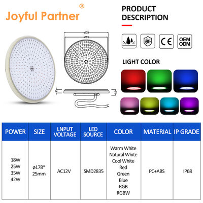 Luci per piscina a LED PAR56 piatte, completamente riempite di resina, materiale PC con protezione UV, sostituzione lampade alogene 35W 42W