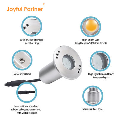 Luci per piscina a LED subacquee IP68 in acciaio inossidabile 316 1W 2W sommergibili con lente asimmetrica