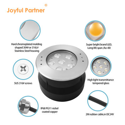 Luce subacquea a LED 24volts 6W 12W acciaio inossidabile 316 con bianco fresco con manica di montaggio in plastica per stagno