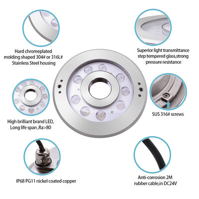 L'acciaio inossidabile illumina la fontana a LED sommergibile IP68 DC24V certificata CE