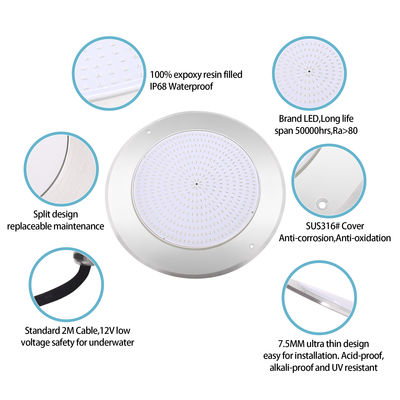 IP68 LED PAR56 Pool Light RGB Cambiamento colore 12VDC AC 35W DIA280mm SMD2835 432pcs Con pacchetto colore