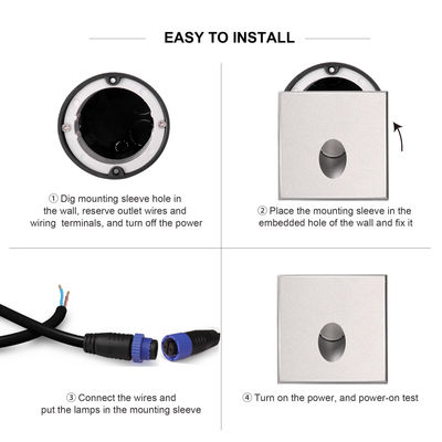 Luce per scale a LED rotonda 1W 2W Alloggiamento in alluminio pressofuso Montaggio a parete per corridoio esterno