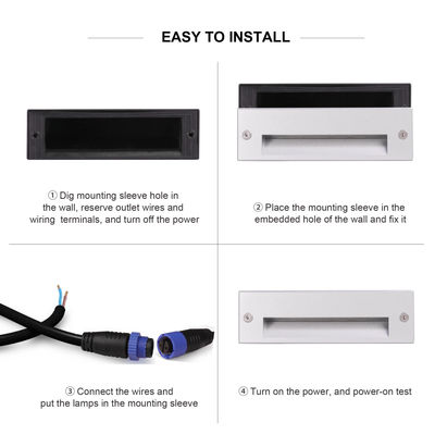 Lampada da incasso a LED per gradini IP65 3W 145*45mm Osram SMD LED Monocolore Alluminio Vetro Con Clip