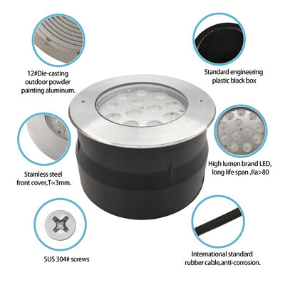 IP67 LED Underground Light 12W 24W 36W DIA185MM RGB3in1 3000K Bianco Caldo Per Garden Park Plaza