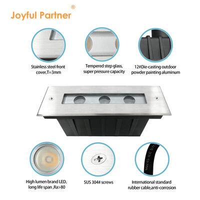 Luce sotterranea impermeabile sepolta DC24V 3X1W LED monocolore CREE/OSRAM LED