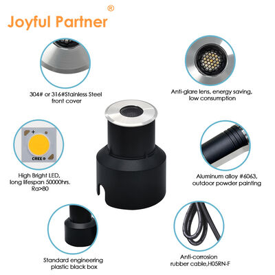 LED Underground Light IP67 3W 3 anni di garanzia 40-42MM per piazze Marciapiede