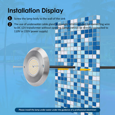 Lampada per piscina PAR56 ultrasottile da 6W, SMD LED 2835, impermeabile 110x34MM DC12V/AC12V