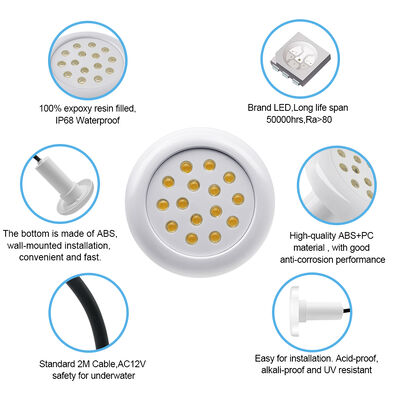 Lampada per piscina stagno RGB IP68 Impermeabile Completamente Incollata 12V 25W Tecnologia Anti-Infiltrazione Materiale PC