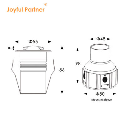 3W Inground Lighting Aluminum Body Material Stainless Steel 316 Front Cover AC100-240V 3000K With 0.5M Cable