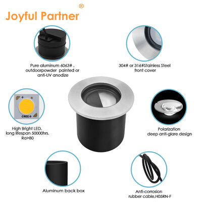 Luci sotterranee a polarizzazione 4W DC12V 24V Angolo del fascio 30*40 gradi IK Rate 08 Alloggiamento in alluminio puro 6063#