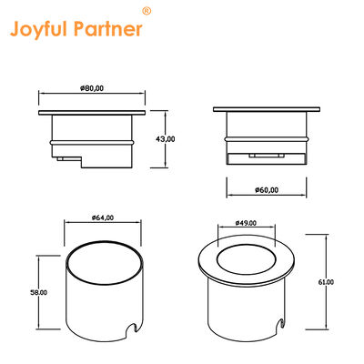 Luci sotterranee a LED Profundità Disegno antibrandimento Polarizzazione di alluminio puro 6063# Alloggiamento 4W LED Bianco caldo